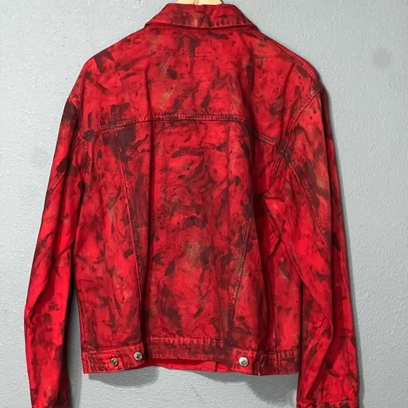Trendy Red Denim Jacket - Picture 4 of 7